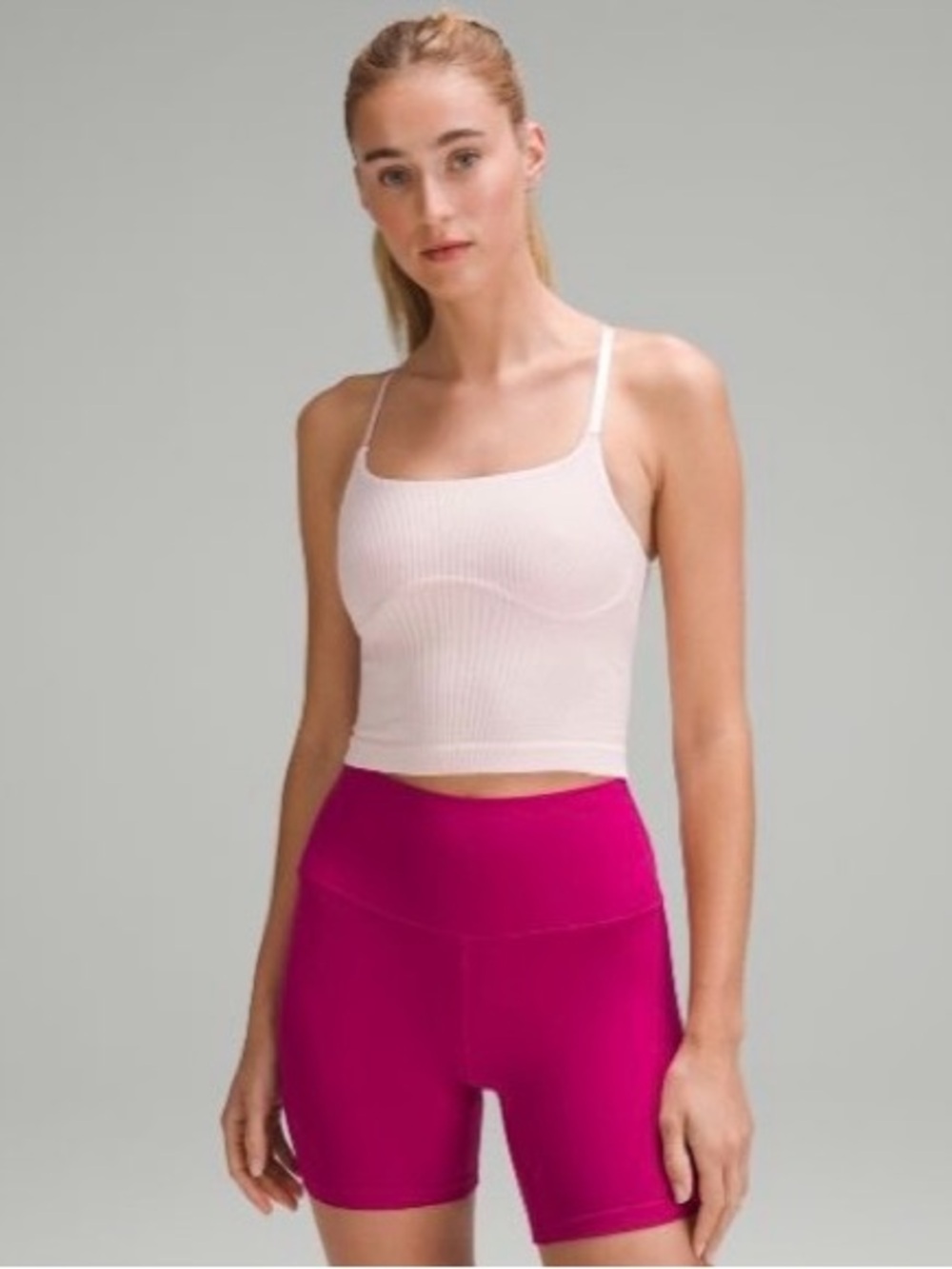 lululemon athletica Flush Pink Ribbed Cropped Tank Top
